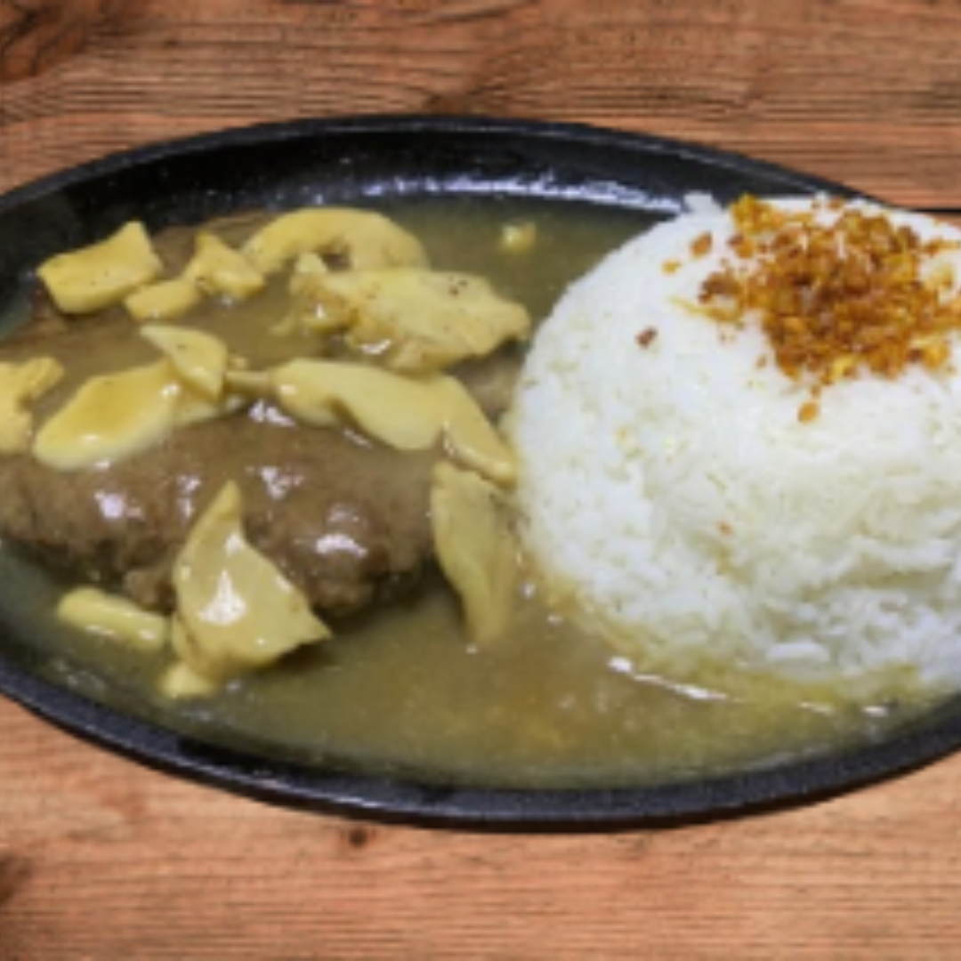 Sizzling Boss K SuperFood Burger Steak (With Rice And Mushroom Sauce)