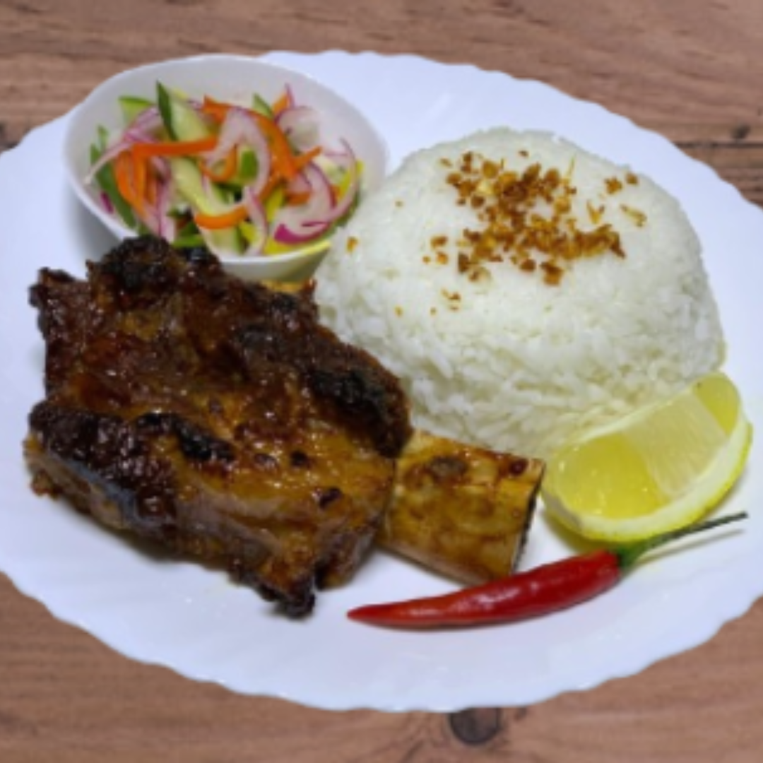 Grilled Beef Bbq Short Ribs (With Rice And Cucumber Salsa)