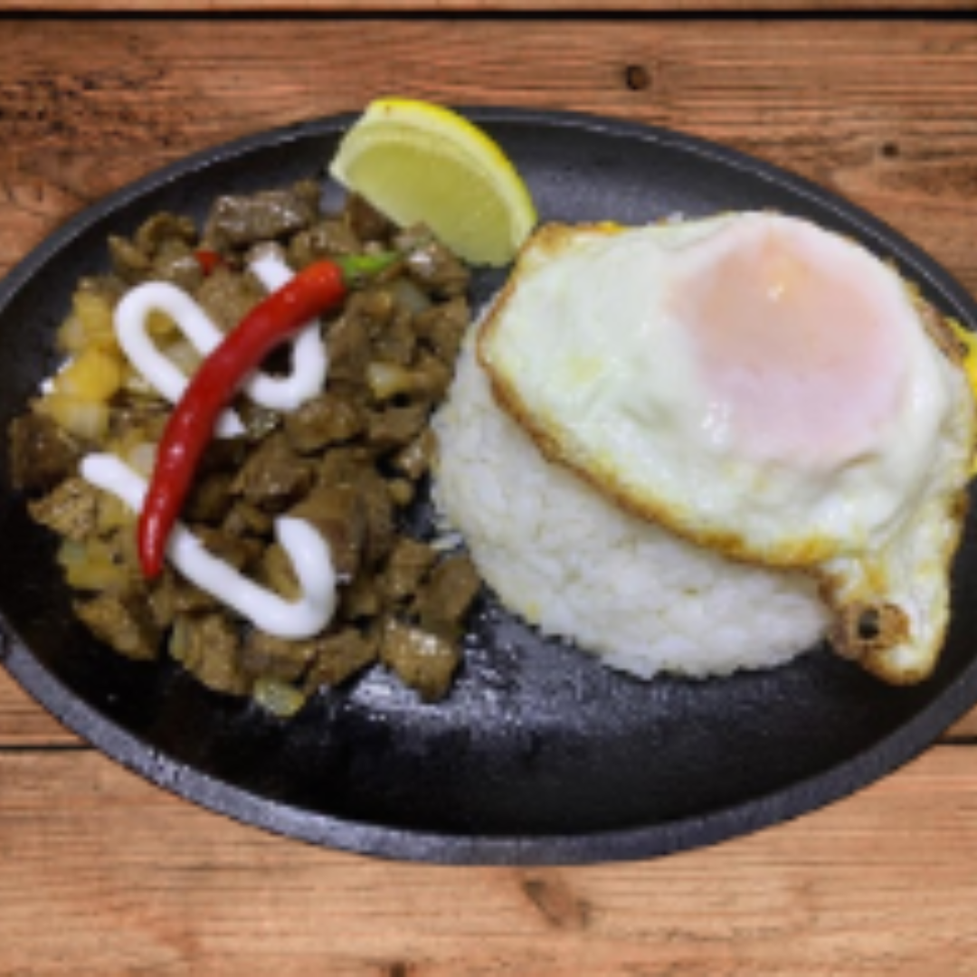Sizzling Beef Sisig (Served With Rice And Egg)